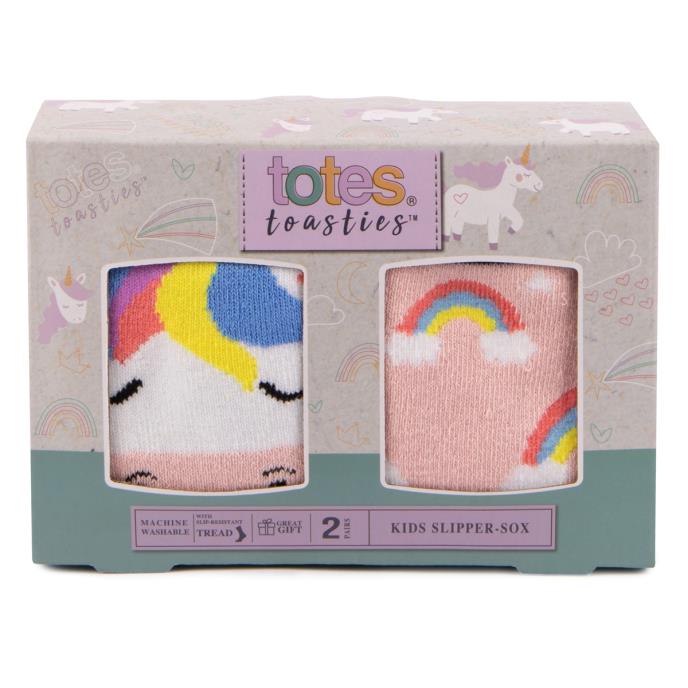 totes toasties Childrens Original Slipper Socks (Twin Pack) Unicorn Extra Image 3